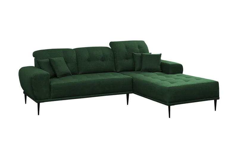 Rapale 3-sits Soffa med Divan Höger med Kuddar - Grön - Möbler - Soffa - Divansoffa & schäslongsoffa - 3 sits soffa med divan