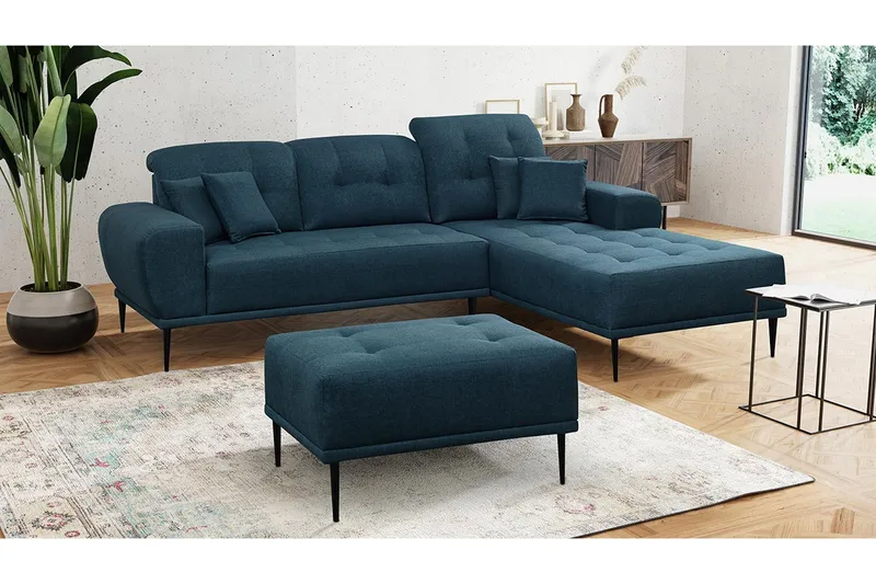 Rapale Soffgrupp Höger med Fotpall - Blå - Möbler - Soffa - Divansoffa & schäslongsoffa