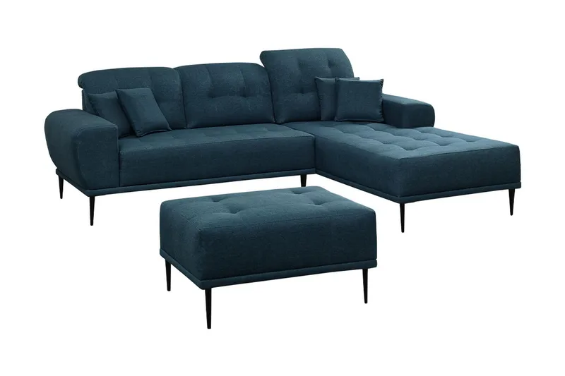 Rapale Soffgrupp Höger med Fotpall - Blå - Möbler - Soffa - Divansoffa & schäslongsoffa