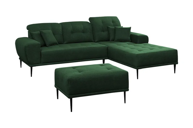 Rapale Soffgrupp Höger med Fotpall - Grön - Möbler - Soffa - Divansoffa & schäslongsoffa