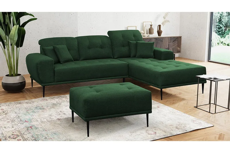 Rapale Soffgrupp Höger med Fotpall - Grön - Möbler - Soffa - Divansoffa & schäslongsoffa