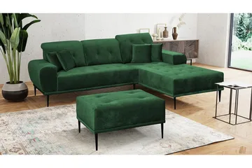 Rapale Soffgrupp Höger med Fotpall - Sammet/Grön - Möbler - Soffa - Divansoffa & schäslongsoffa