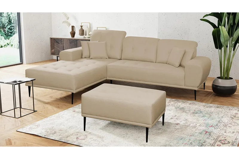 Rapale Soffgrupp Vänster med Fotpall - Beige - Möbler - Soffa - Divansoffa & schäslongsoffa