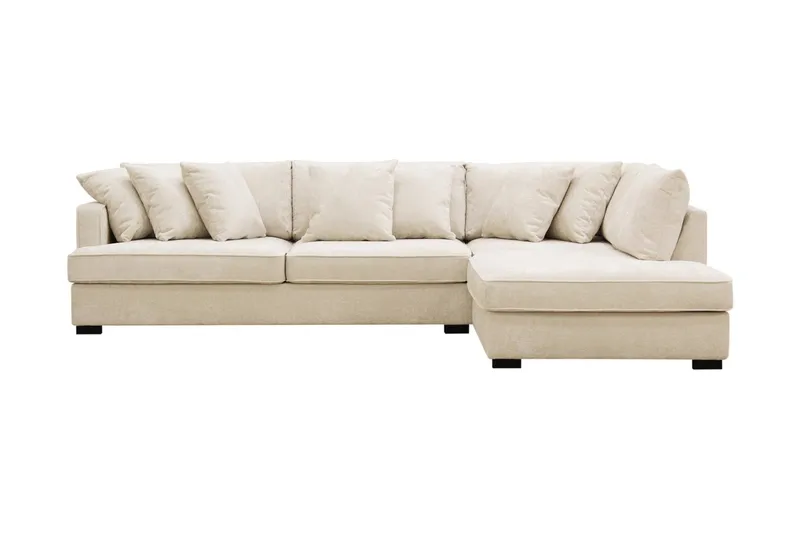 Rossita 4-sits Högervänd L-formad Djup Schäslongsoffa i Chenille, Beige