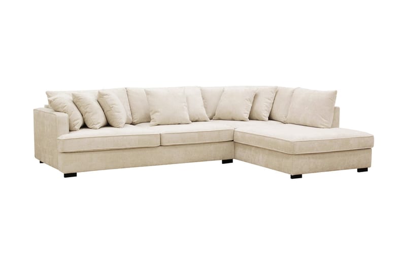 Rossita 4-sits Högervänd L-formad Djup Schäslongsoffa i Chenille - Beige - Möbler - Soffa - Divansoffa & schäslongsoffa - 4 sits soffa med divan