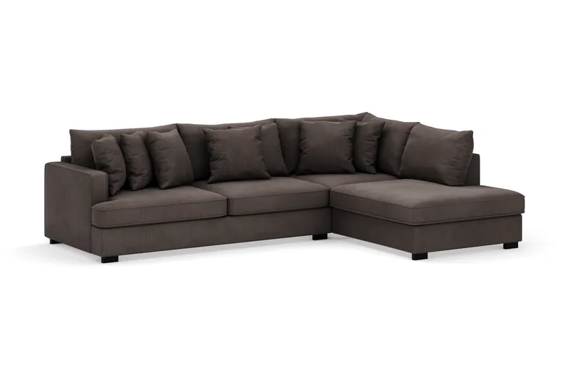 Rossita 4-sits Högervänd L-formad Djup Schäslongsoffa i Manchester - Mörkgrå - Möbler - Soffa - Divansoffa & schäslongsoffa - 4 sits soffa med divan