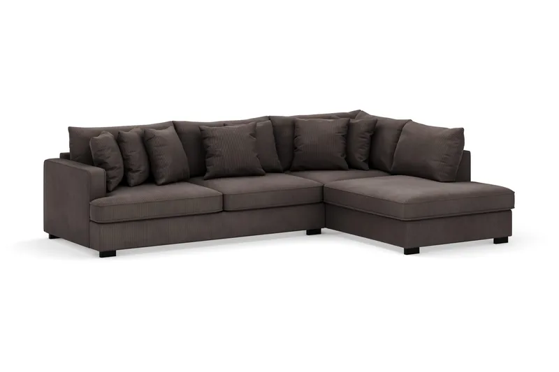 Rossita 4-sits Högervänd L-formad Djup Schäslongsoffa i Manchester - Mörkgrå - Möbler - Soffa - Divansoffa & schäslongsoffa - 4 sits soffa med divan