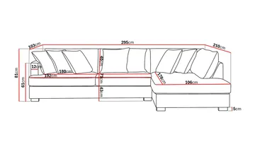 Rossita 4-sits Högervänd L-formad Djup Schäslongsoffa i Manchester - Offwhite - Möbler - Soffa - Divansoffa & schäslongsoffa - 4 sits soffa med divan