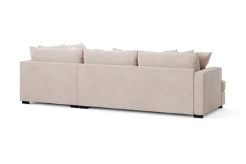 Rossita 4-sits Högervänd L-formad Djup Schäslongsoffa i Sammet - Beige - Möbler - Soffa - Divansoffa & schäslongsoffa - 4 sits soffa med divan