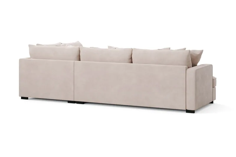 Rossita 4-sits Högervänd L-formad Djup Schäslongsoffa i Sammet - Beige - Möbler - Soffa - Divansoffa & schäslongsoffa - 4 sits soffa med divan
