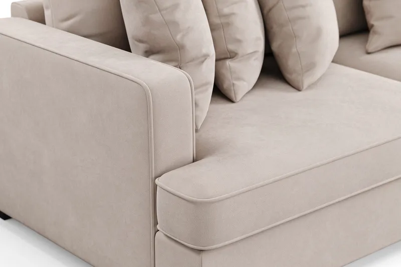 Rossita 4-sits Högervänd L-formad Djup Schäslongsoffa i Sammet - Beige - Möbler - Soffa - Divansoffa & schäslongsoffa - 4 sits soffa med divan