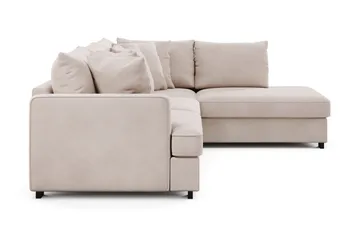 Rossita 4-sits Högervänd L-formad Djup Schäslongsoffa i Sammet - Beige - Möbler - Soffa - Divansoffa & schäslongsoffa - 4 sits soffa med divan