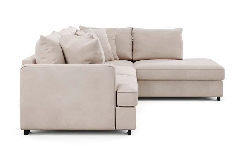 Rossita 4-sits Högervänd L-formad Djup Schäslongsoffa i Sammet - Beige - Möbler - Soffa - Divansoffa & schäslongsoffa - 4 sits soffa med divan