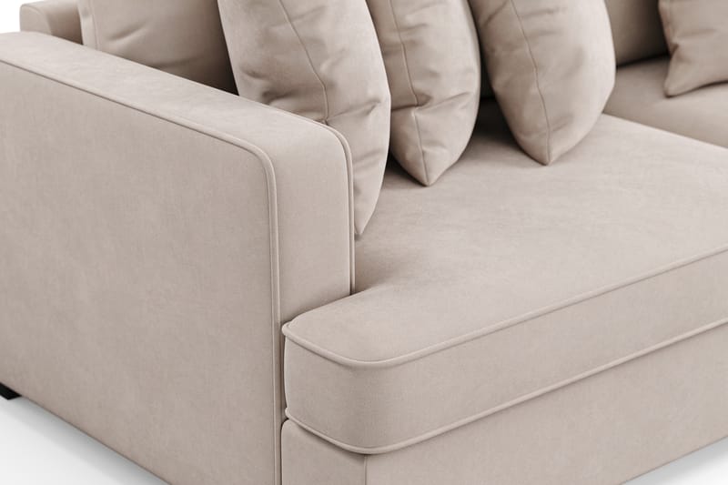 Rossita 4-sits Högervänd L-formad Djup Schäslongsoffa i Sammet - Beige - Möbler - Soffa - Divansoffa & schäslongsoffa - 4 sits soffa med divan