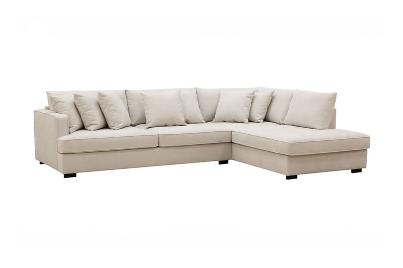 Rossita 4-sits Högervänd L-formad Djup Schäslongsoffa i Tyg - Beige - Möbler - Soffa - Divansoffa & schäslongsoffa - 4 sits soffa med divan