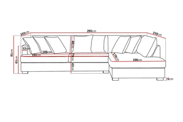 Rossita 4-sits Högervänd L-formad Djup Schäslongsoffa i Tyg - Beige - Möbler - Soffa - Divansoffa & schäslongsoffa - 4 sits soffa med divan