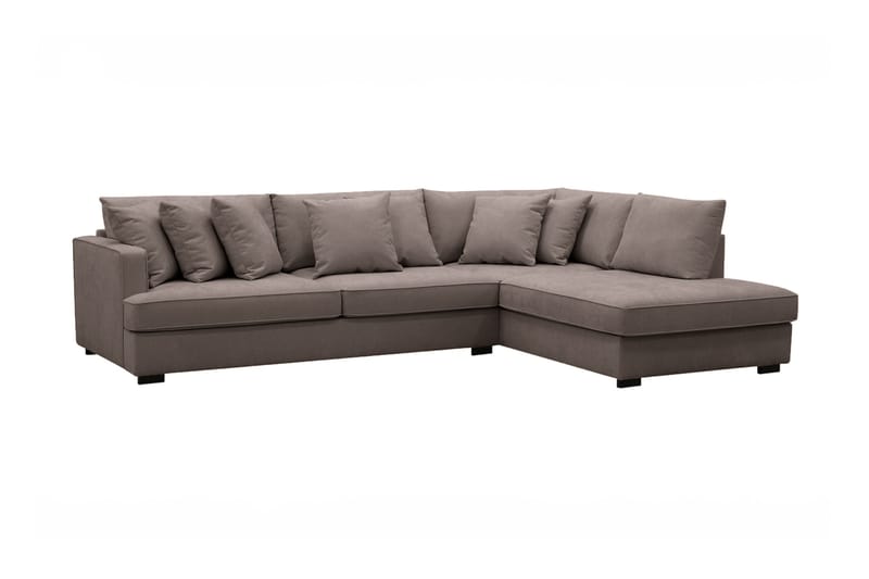 Rossita 4-sits Högervänd L-formad Djup Schäslongsoffa i Tyg - Brun - Möbler - Soffa - Divansoffa & schäslongsoffa - 4 sits soffa med divan