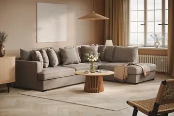 Rossita 4-sits Högervänd L-formad Djup Schäslongsoffa i Tyg - Brun - Möbler - Soffa - Divansoffa & schäslongsoffa - 4 sits soffa med divan