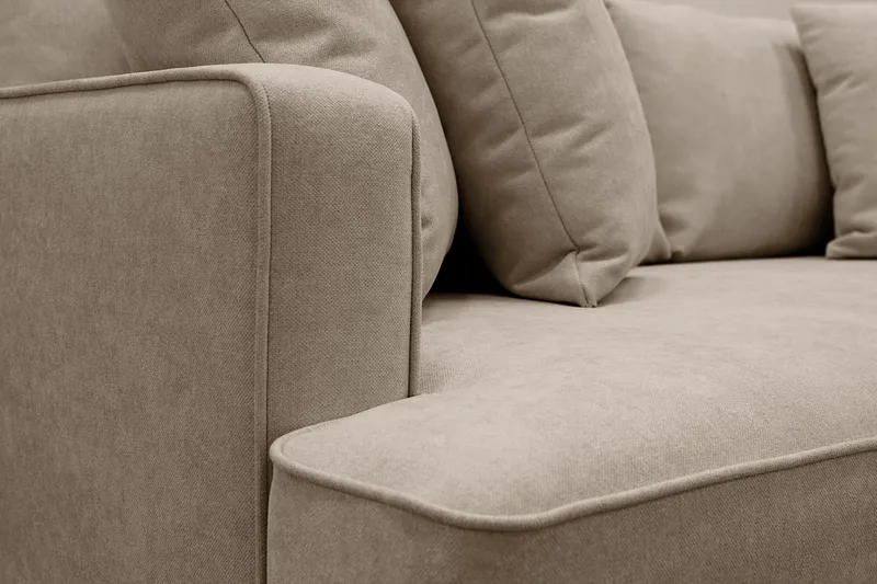 Rossita 4-sits Högervänd L-formad Djup Schäslongsoffa i Tyg - Brun - Möbler - Soffa - Divansoffa & schäslongsoffa - 4 sits soffa med divan