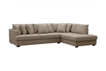 Rossita 4-sits Högervänd L-formad Djup Schäslongsoffa i Tyg - Brun - Möbler - Soffa - Divansoffa & schäslongsoffa - 4 sits soffa med divan