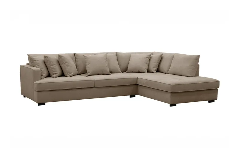Rossita 4-sits Högervänd L-formad Djup Schäslongsoffa i Tyg - Brun - Möbler - Soffa - Divansoffa & schäslongsoffa - 4 sits soffa med divan