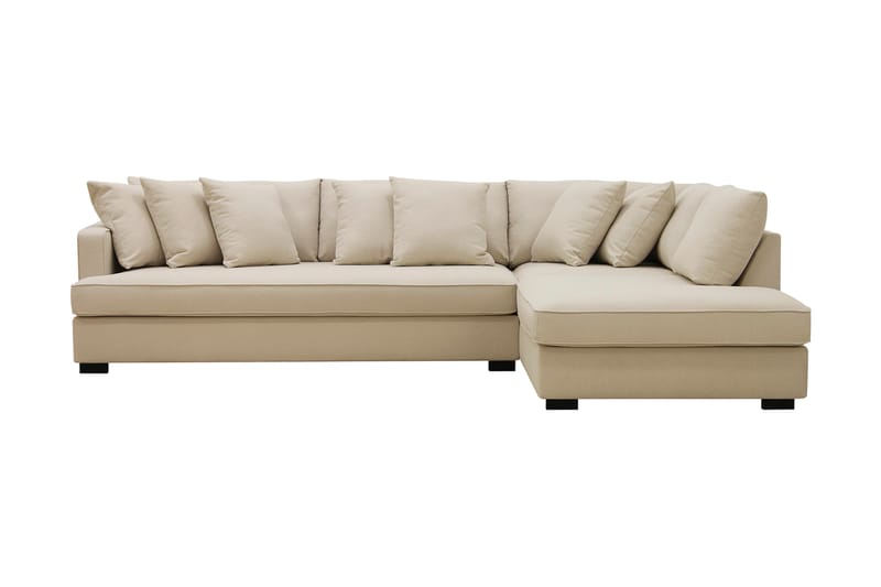 Rossita 4-sits Högervänd L-formad Djup Schäslongsoffa med Hel dyna i Bouclé - Beige - Möbler - Soffa - Divansoffa & schäslongsoffa - 4 sits soffa med divan