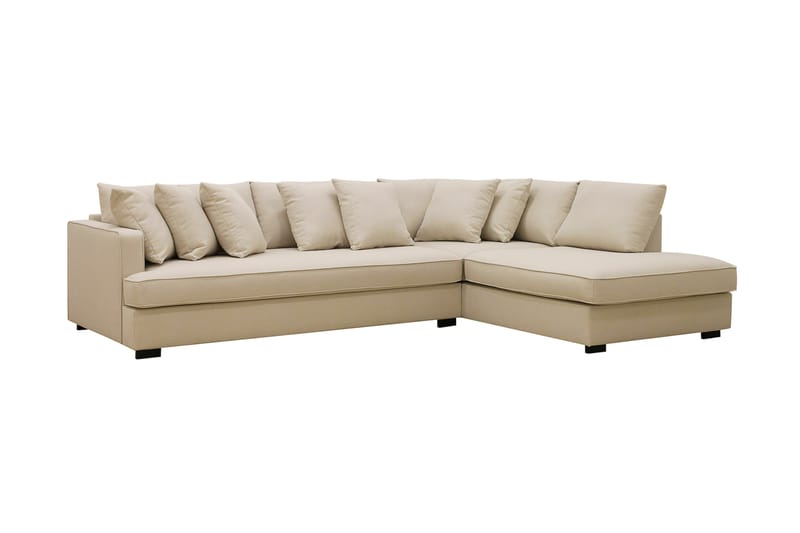 Rossita 4-sits Högervänd L-formad Djup Schäslongsoffa med Hel dyna i Bouclé - Beige - Möbler - Soffa - Divansoffa & schäslongsoffa - 4 sits soffa med divan
