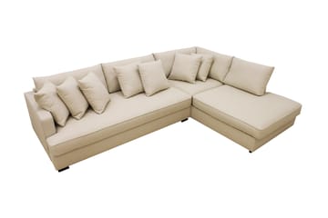 Rossita 4-sits Högervänd L-formad Djup Schäslongsoffa med Hel dyna i Bouclé - Beige - Möbler - Soffa - Divansoffa & schäslongsoffa - 4 sits soffa med divan