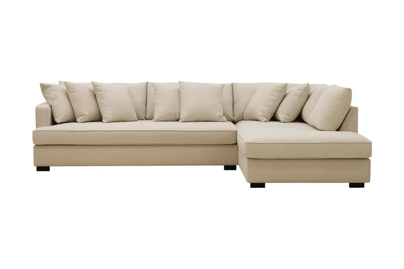 Rossita 4-sits Högervänd L-formad Djup Schäslongsoffa med Hel dyna i Bouclé - Beige - Möbler - Soffa - Divansoffa & schäslongsoffa - 4 sits soffa med divan