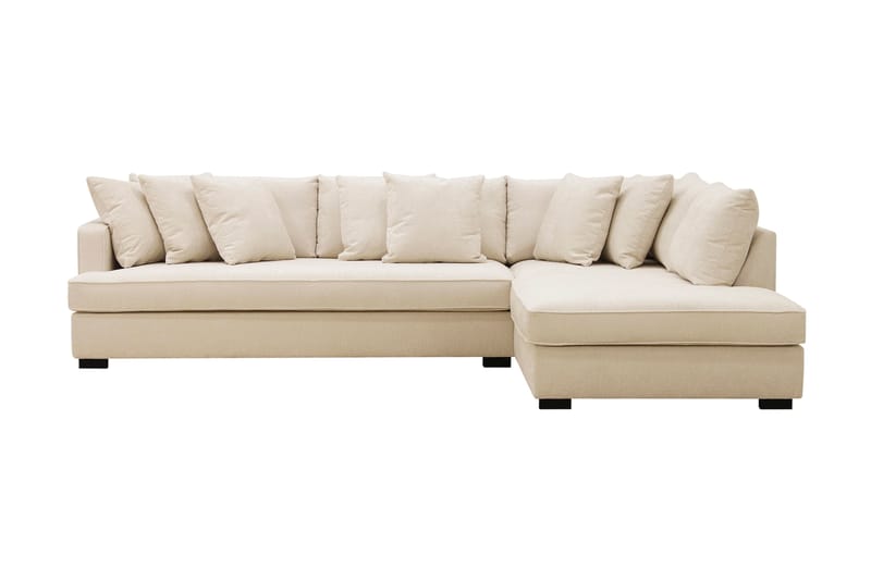 Rossita 4-sits Högervänd L-formad Djup Schäslongsoffa med Hel dyna i Chenille - Beige - Möbler - Soffa - Divansoffa & schäslongsoffa - 4 sits soffa med divan