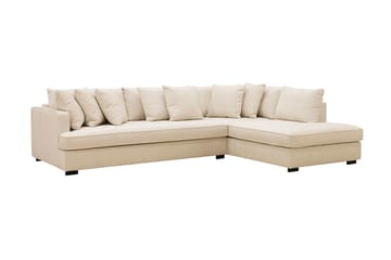 Rossita 4-sits Högervänd L-formad Djup Schäslongsoffa med Hel dyna i Chenille - Beige - Möbler - Soffa - Divansoffa & schäslongsoffa - 4 sits soffa med divan