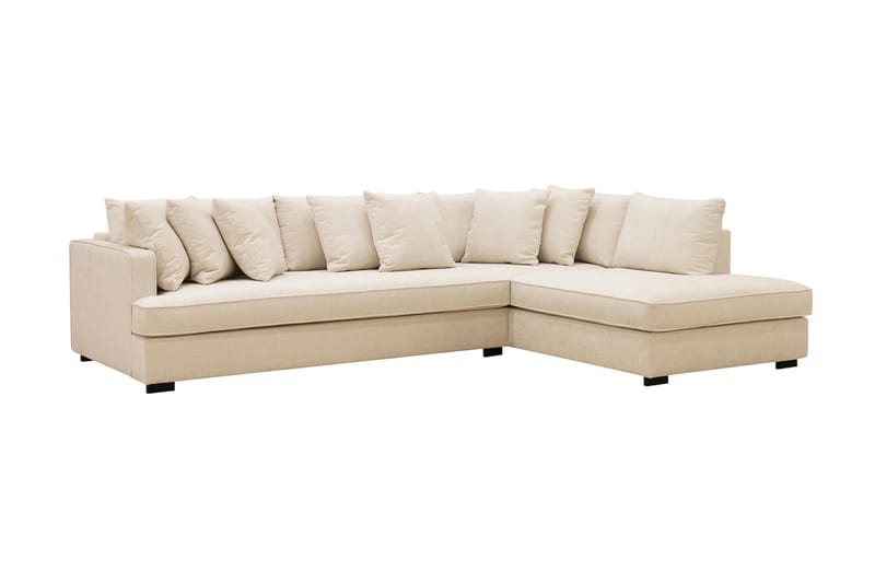 Rossita 4-sits Högervänd L-formad Djup Schäslongsoffa med Hel dyna i Chenille - Beige - Möbler - Soffa - Divansoffa & schäslongsoffa - 4 sits soffa med divan