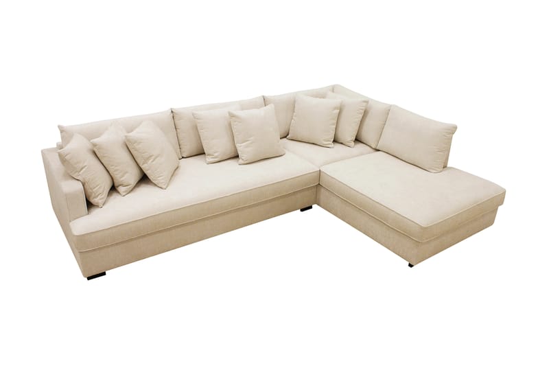 Rossita 4-sits Högervänd L-formad Djup Schäslongsoffa med Hel dyna i Chenille - Beige - Möbler - Soffa - Divansoffa & schäslongsoffa - 4 sits soffa med divan