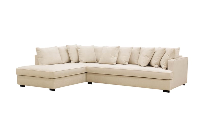 Rossita 4-sits Högervänd L-formad Djup Schäslongsoffa med Hel dyna i Chenille - Beige - Möbler - Soffa - Divansoffa & schäslongsoffa - 4 sits soffa med divan