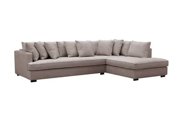 Rossita 4-sits Högervänd L-formad Djup Schäslongsoffa med Hel dyna i Chenille - Grå / Brun - Möbler - Soffa - Divansoffa & schäslongsoffa - 4 sits soffa med divan
