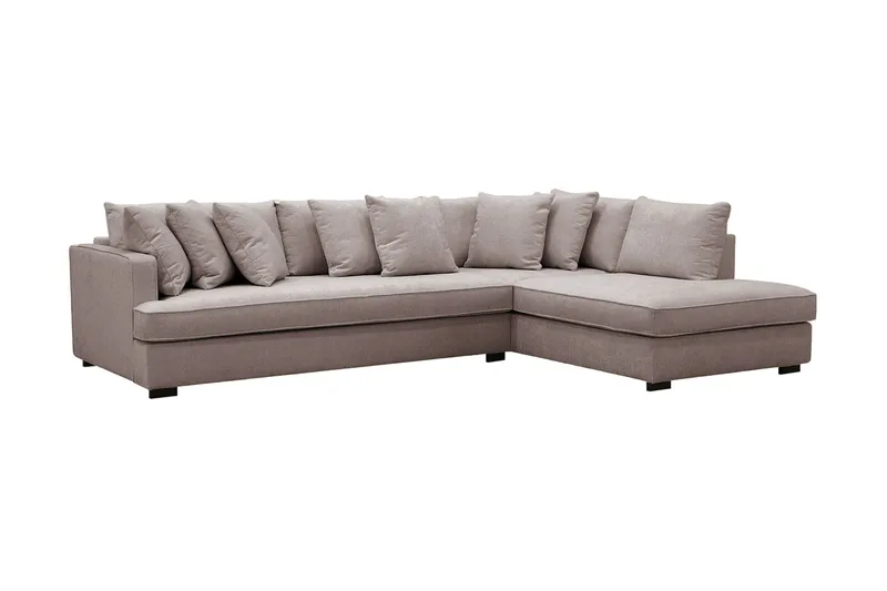 Rossita 4-sits Högervänd L-formad Djup Schäslongsoffa med Hel dyna i Chenille - Grå / Brun - Möbler - Soffa - Divansoffa & schäslongsoffa - 4 sits soffa med divan