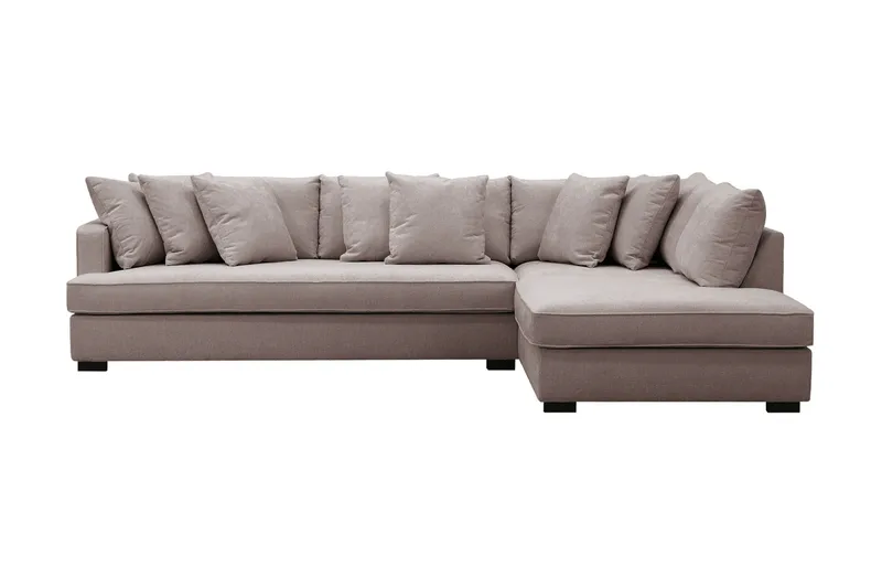 Rossita 4-sits Högervänd L-formad Djup Schäslongsoffa med Hel dyna i Chenille - Grå / Brun - Möbler - Soffa - Divansoffa & schäslongsoffa - 4 sits soffa med divan