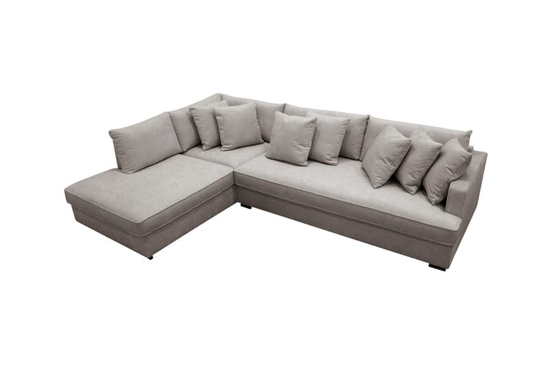 Rossita 4-sits Högervänd L-formad Djup Schäslongsoffa med Hel dyna i Chenille - Grå / Brun - Möbler - Soffa - Divansoffa & schäslongsoffa - 4 sits soffa med divan