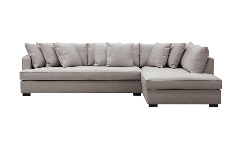 Rossita 4-sits Högervänd L-formad Djup Schäslongsoffa med Hel dyna i Chenille - Grå / Brun - Möbler - Soffa - Divansoffa & schäslongsoffa - 4 sits soffa med divan