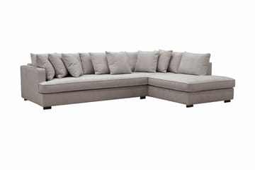 Rossita 4-sits Högervänd L-formad Djup Schäslongsoffa med Hel dyna i Chenille - Grå / Brun - Möbler - Soffa - Divansoffa & schäslongsoffa - 4 sits soffa med divan