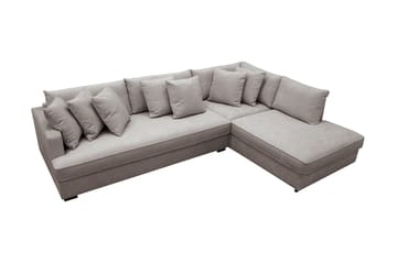 Rossita 4-sits Högervänd L-formad Djup Schäslongsoffa med Hel dyna i Chenille - Grå / Brun - Möbler - Soffa - Divansoffa & schäslongsoffa - 4 sits soffa med divan