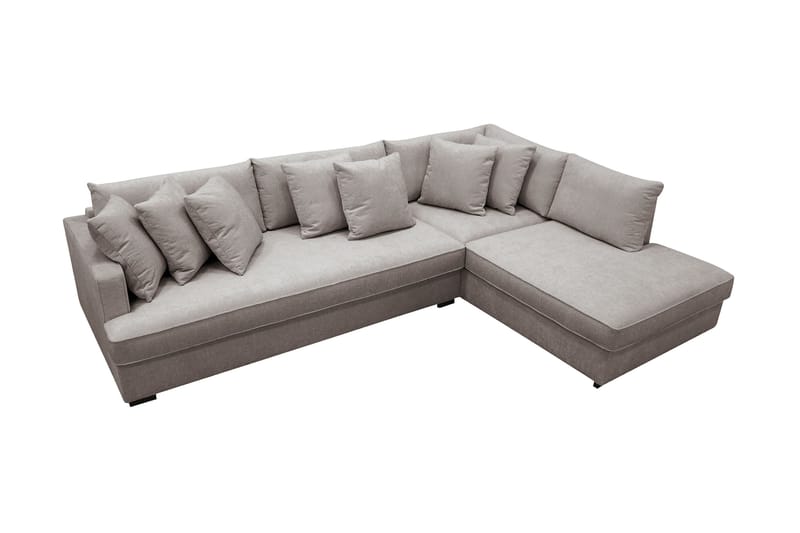 Rossita 4-sits Högervänd L-formad Djup Schäslongsoffa med Hel dyna i Chenille - Grå / Brun - Möbler - Soffa - Divansoffa & schäslongsoffa - 4 sits soffa med divan