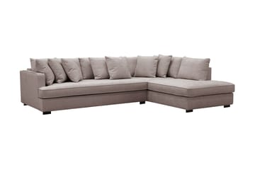 Rossita 4-sits Högervänd L-formad Djup Schäslongsoffa med Hel dyna i Chenille - Grå / Brun - Möbler - Soffa - Divansoffa & schäslongsoffa - 4 sits soffa med divan