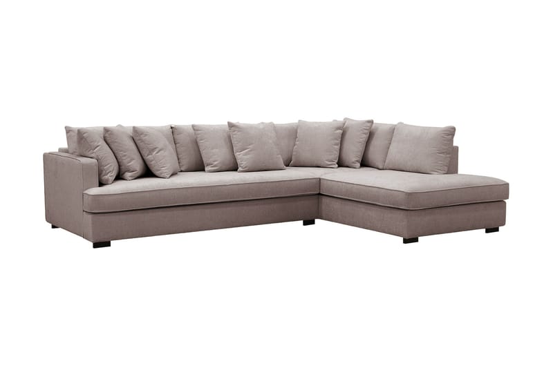 Rossita 4-sits Högervänd L-formad Djup Schäslongsoffa med Hel dyna i Chenille - Grå / Brun - Möbler - Soffa - Divansoffa & schäslongsoffa - 4 sits soffa med divan