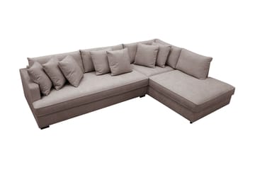 Rossita 4-sits Högervänd L-formad Djup Schäslongsoffa med Hel dyna i Chenille - Grå / Brun - Möbler - Soffa - Divansoffa & schäslongsoffa - 4 sits soffa med divan