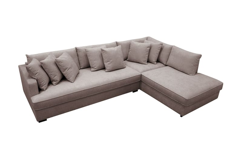 Rossita 4-sits Högervänd L-formad Djup Schäslongsoffa med Hel dyna i Chenille - Grå / Brun - Möbler - Soffa - Divansoffa & schäslongsoffa - 4 sits soffa med divan