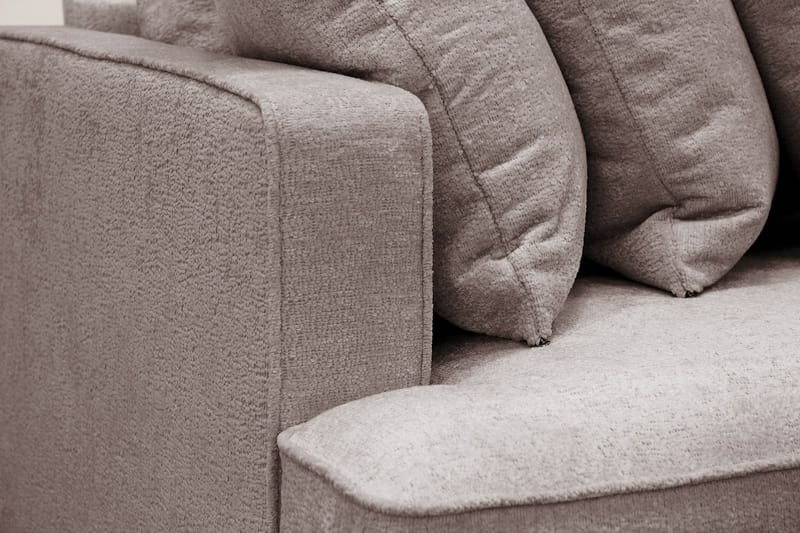 Rossita 4-sits Högervänd L-formad Djup Schäslongsoffa med Hel dyna i Chenille - Grå / Brun - Möbler - Soffa - Divansoffa & schäslongsoffa - 4 sits soffa med divan