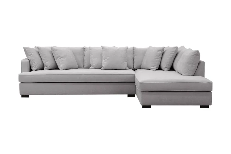 Rossita 4-sits Högervänd L-formad Djup Schäslongsoffa med Hel dyna i Chenille, Grå