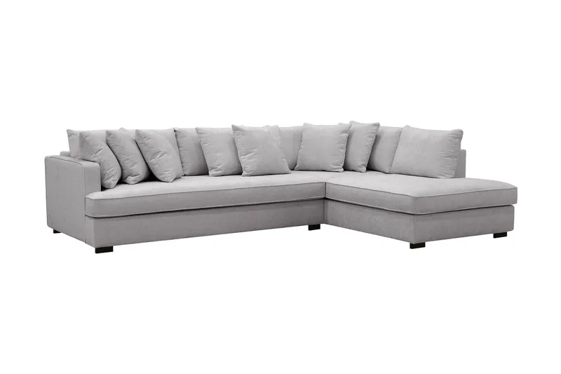 Rossita 4-sits Högervänd L-formad Djup Schäslongsoffa med Hel dyna i Chenille - Grå - Möbler - Soffa - Divansoffa & schäslongsoffa - 4 sits soffa med divan