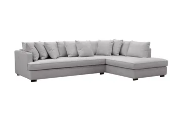 Rossita 4-sits Högervänd L-formad Djup Schäslongsoffa med Hel dyna i Chenille - Grå - Möbler - Soffa - Divansoffa & schäslongsoffa - 4 sits soffa med divan